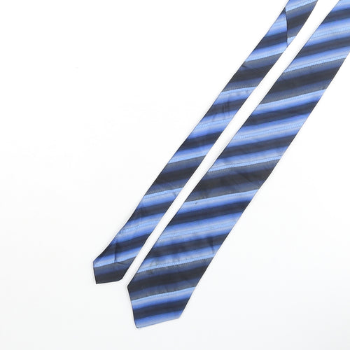 Simon Carter Mens Blue Striped Silk Pointed Tie One Size