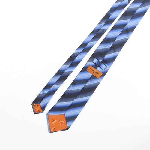 Simon Carter Mens Blue Striped Silk Pointed Tie One Size