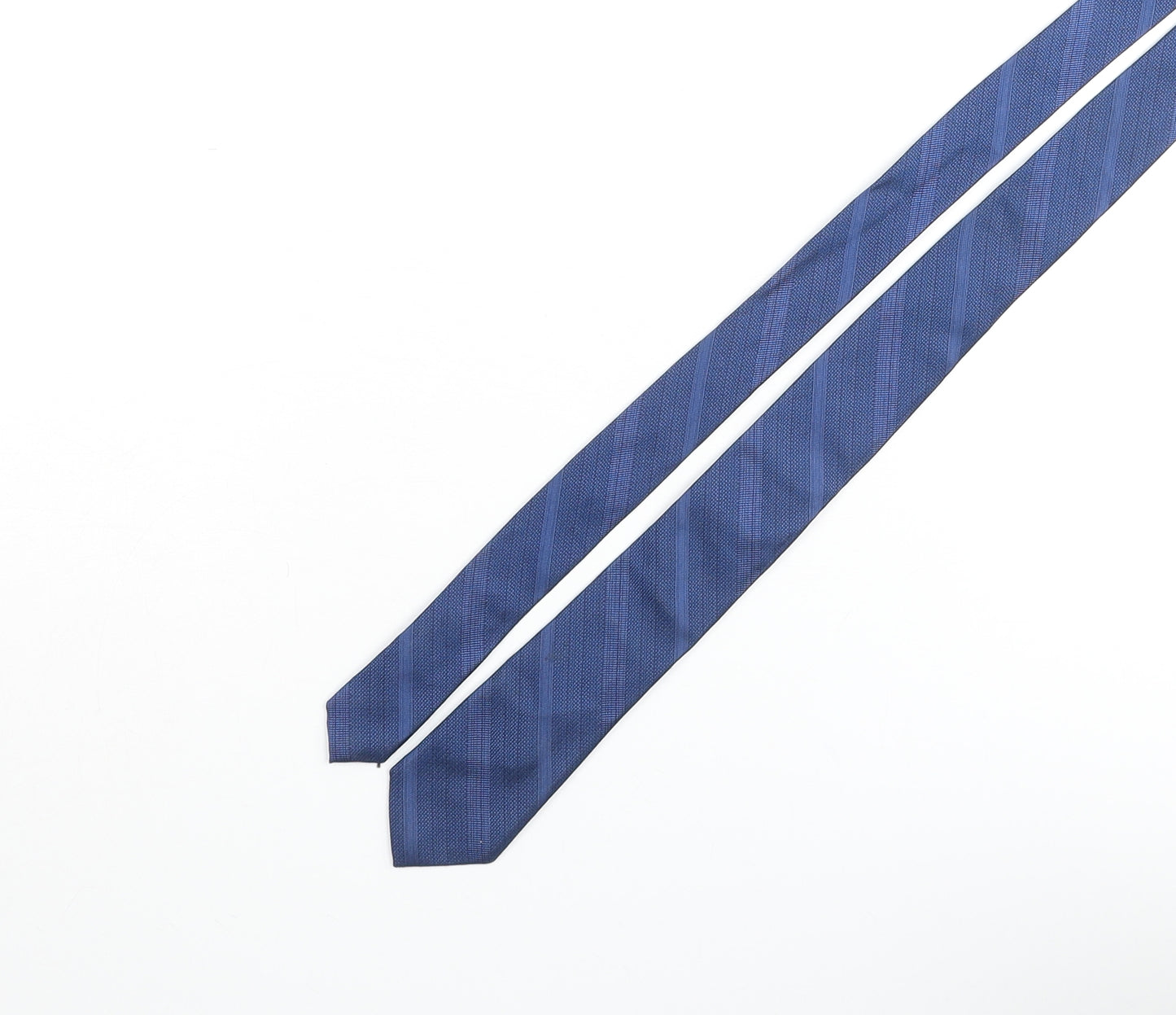 Kenneth Cole Mens Blue Striped Silk Pointed Tie One Size