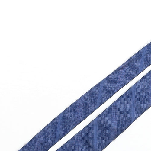 Kenneth Cole Mens Blue Striped Silk Pointed Tie One Size