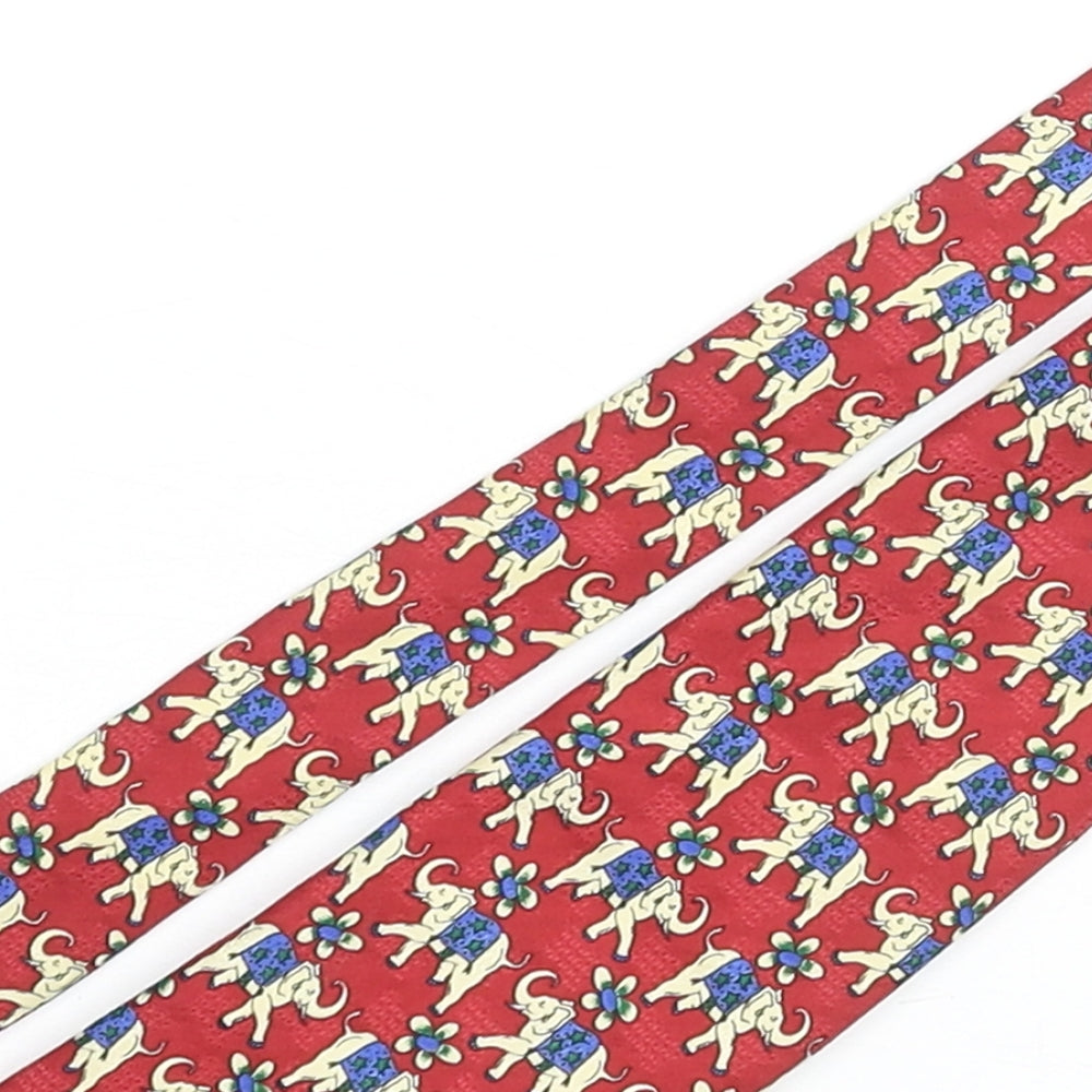 Jacques Vert Mens Multicoloured Geometric Polyester Pointed Tie One Size - Elephant Print