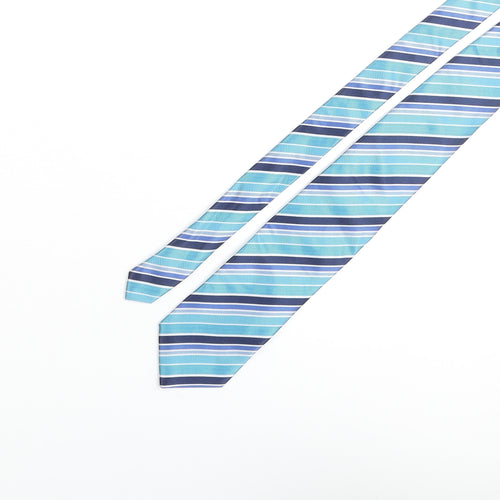 Lloyd Attree Smith Mens Blue Striped Polyester Pointed Tie One Size
