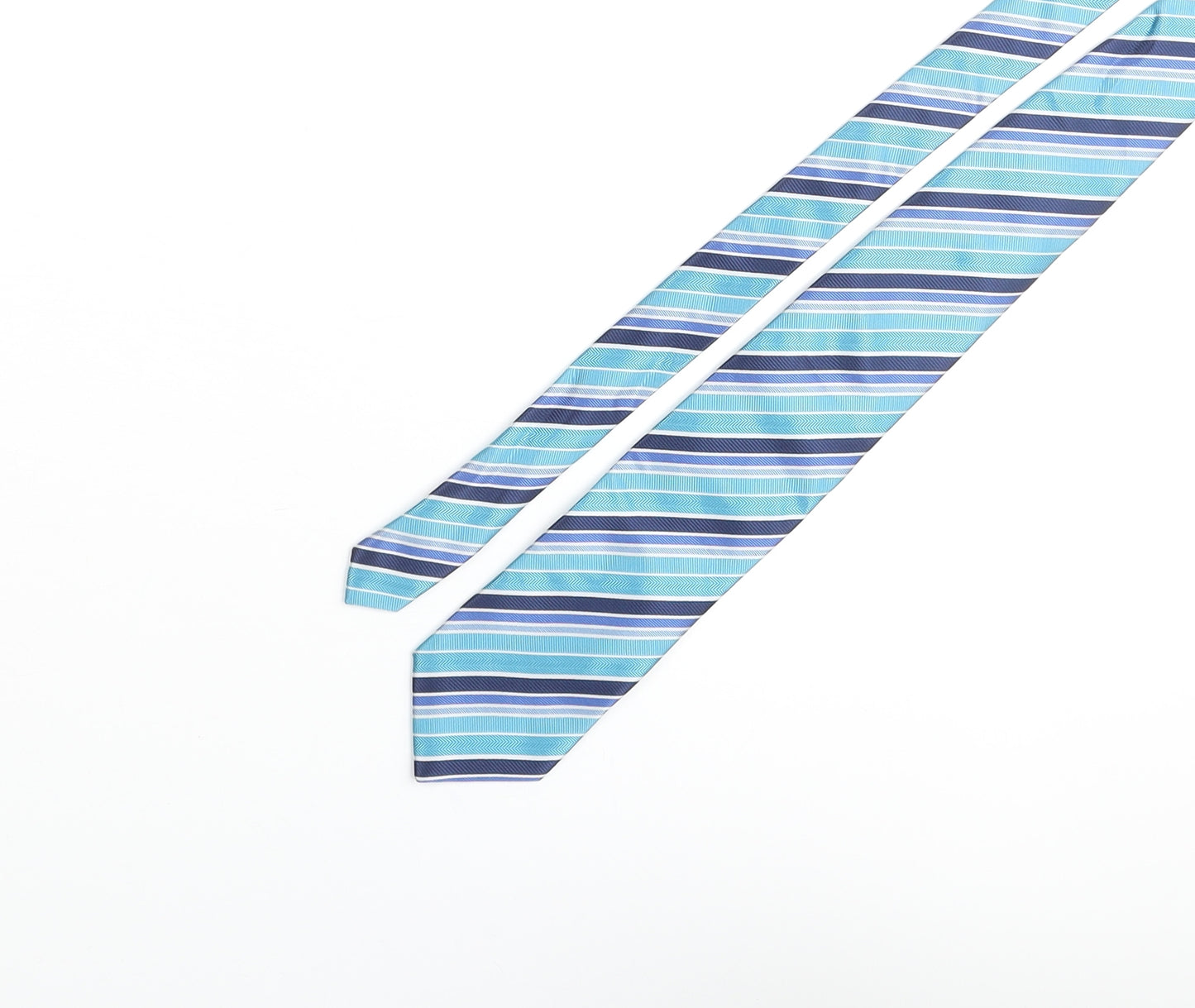 Lloyd Attree Smith Mens Blue Striped Polyester Pointed Tie One Size