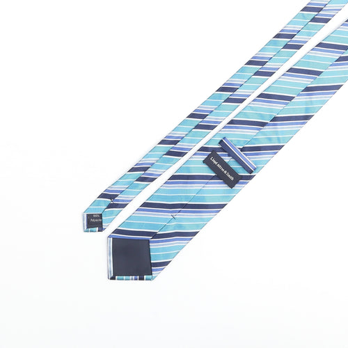 Lloyd Attree Smith Mens Blue Striped Polyester Pointed Tie One Size