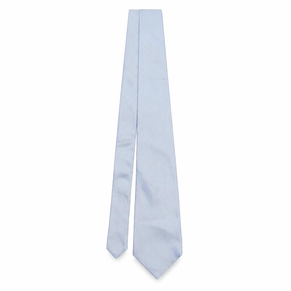 Front view of Michaelis men’s blue striped silk pointed tie one size
