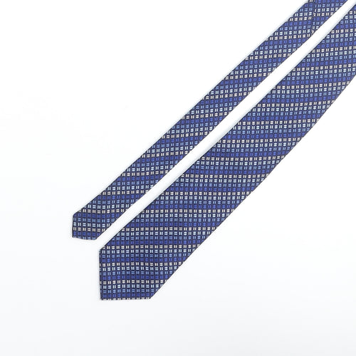Lloyd Attree & Smith Mens Blue Geometric Polyester Pointed Tie One Size