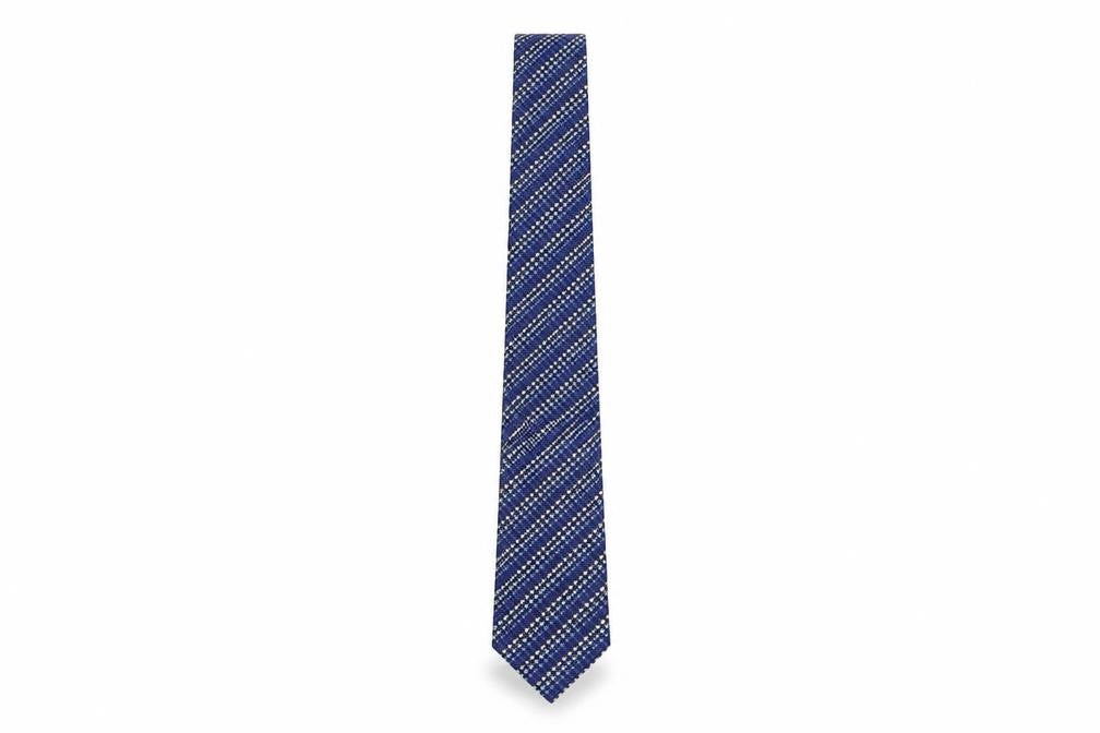 Front view of Lloyd Attree & Smith men’s blue geometric polyester pointed tie one size
