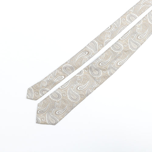 Alexandre Mens Beige Paisley Silk Pointed Tie One Size