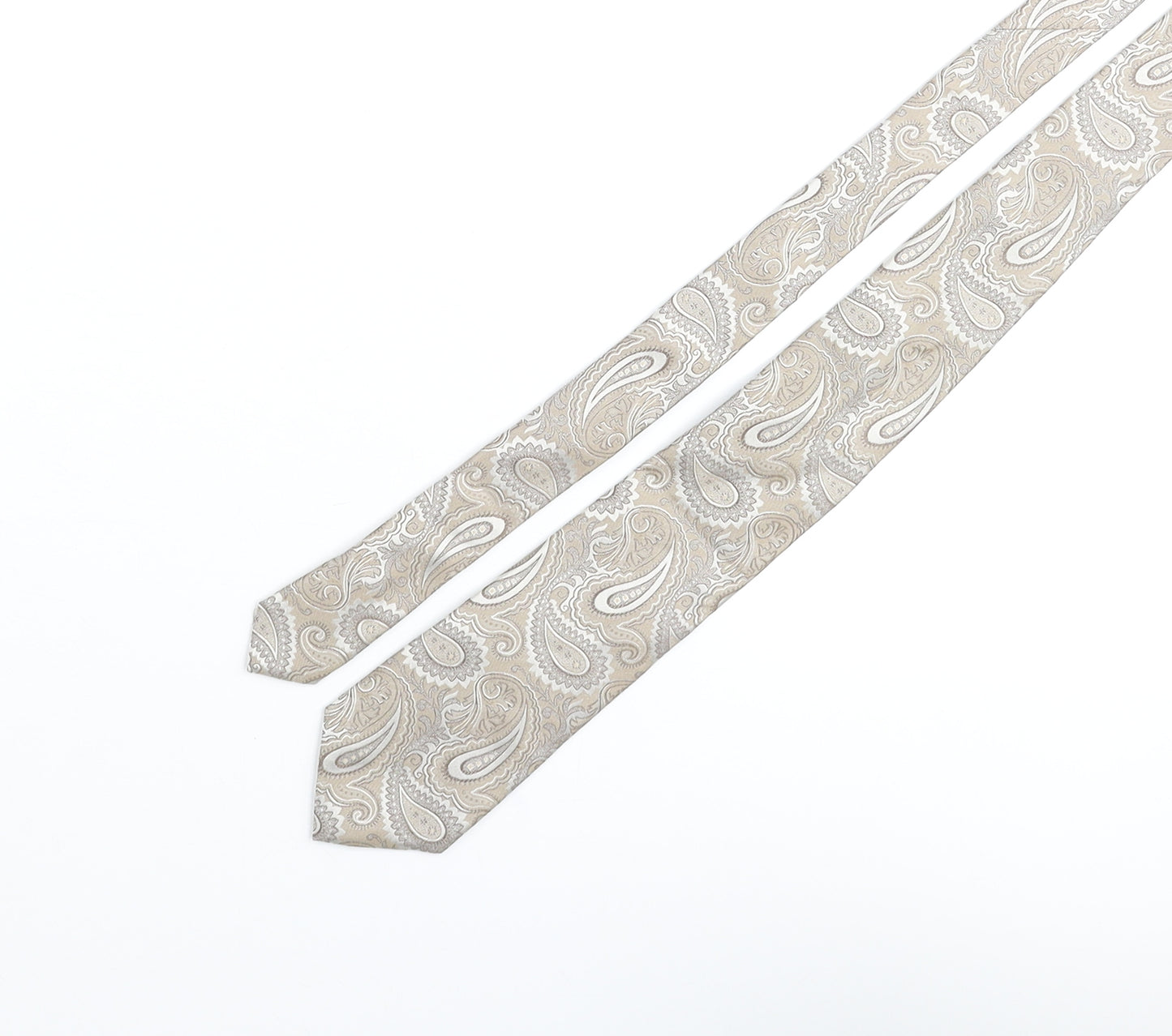 Alexandre Mens Beige Paisley Silk Pointed Tie One Size