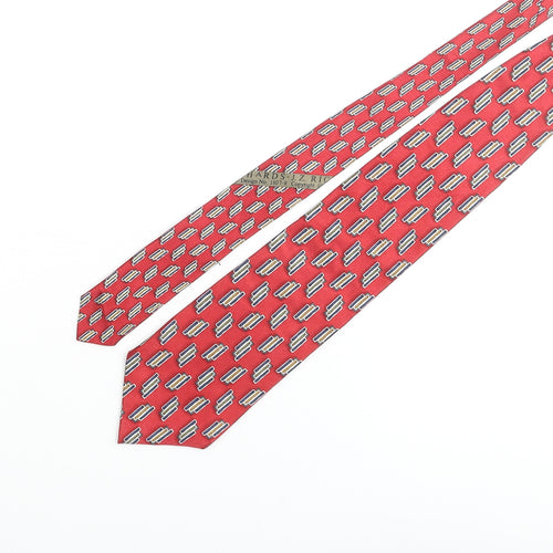 J.Z Richards Mens Red Geometric Silk Pointed Tie One Size