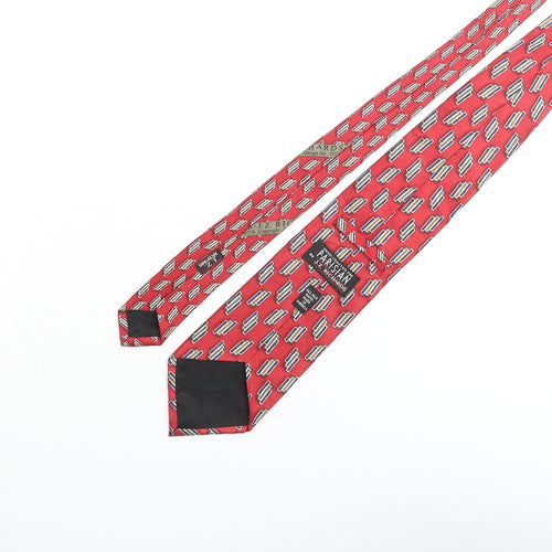 J.Z Richards Mens Red Geometric Silk Pointed Tie One Size