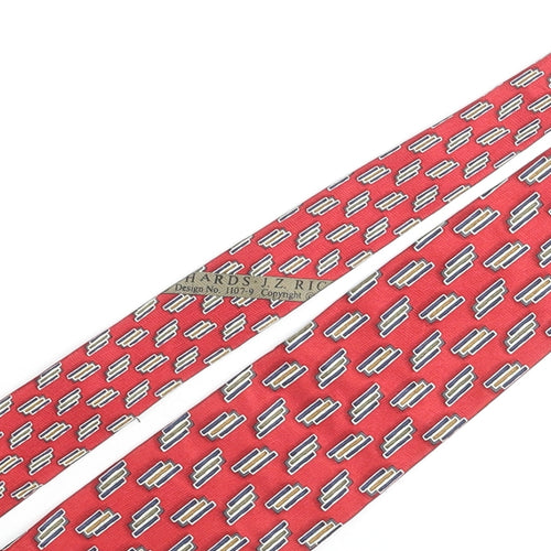 J.Z Richards Mens Red Geometric Silk Pointed Tie One Size