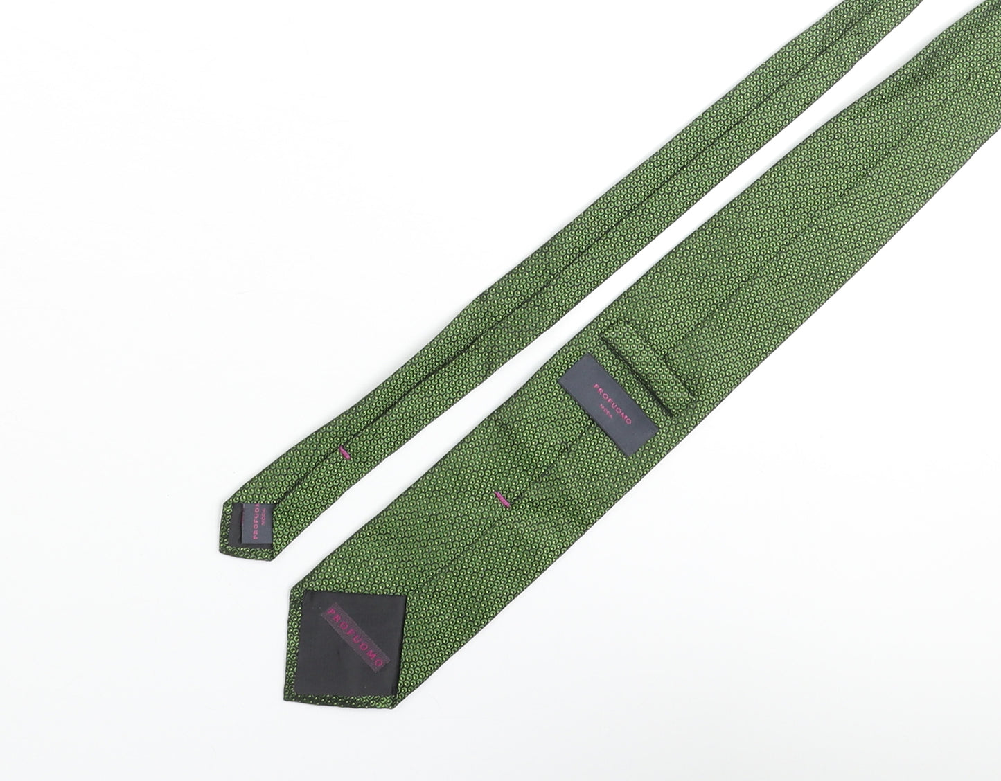 Profuomo Mens Green Geometric Silk Pointed Tie One Size