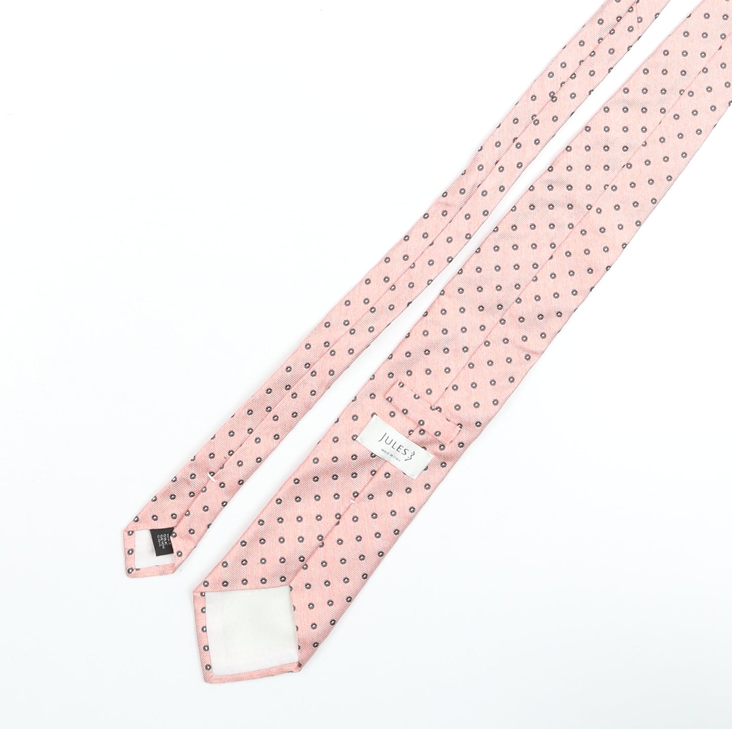 Jules Mens Pink Polka Dot Silk Pointed Tie One Size