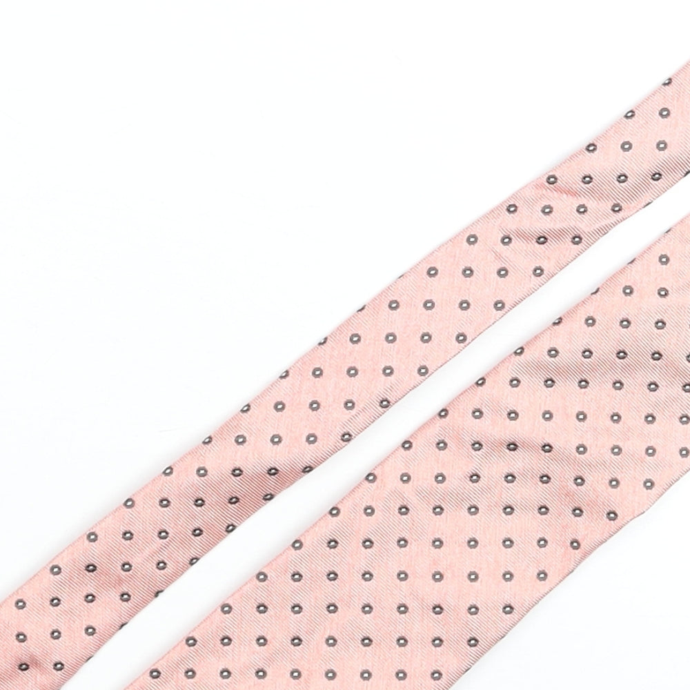 Jules Mens Pink Polka Dot Silk Pointed Tie One Size