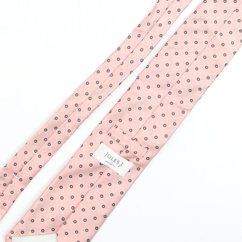 Jules Mens Pink Polka Dot Silk Pointed Tie One Size
