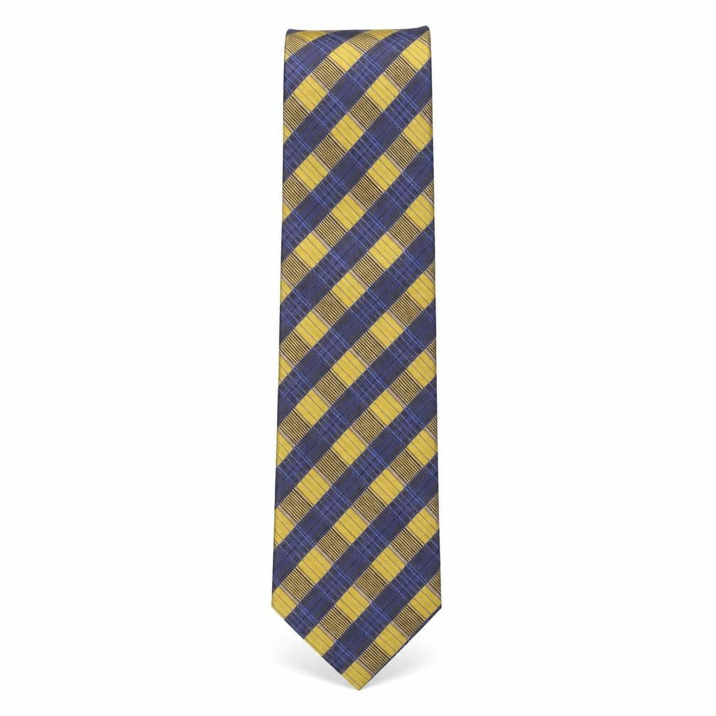 Front view of Cezan men’s multicoloured plaids & checks silk pointed tie one size