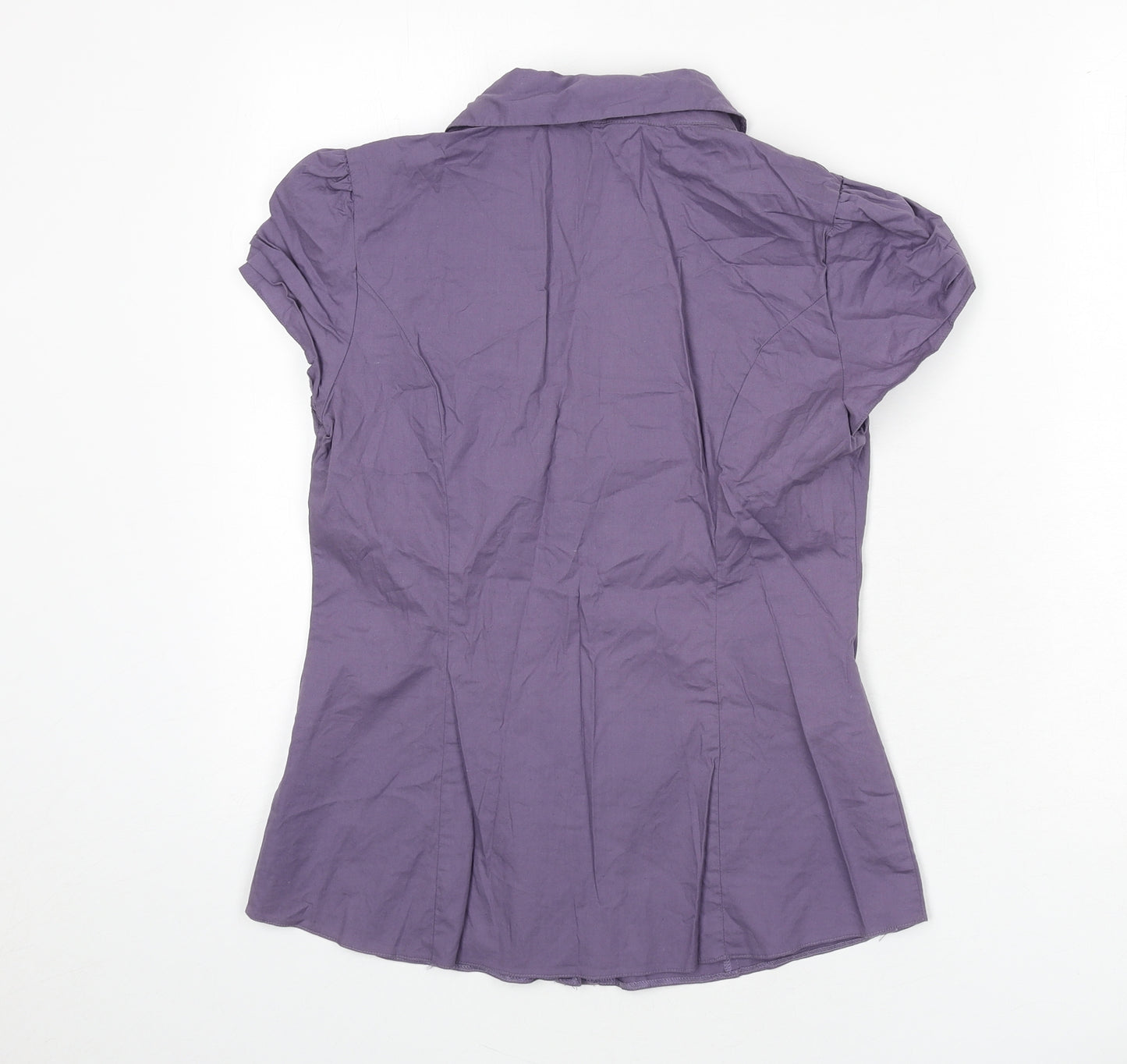 Dorothy Perkins Womens Purple Cotton Basic Button-Up Size 12 Collared
