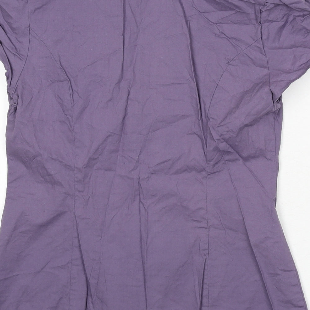 Dorothy Perkins Womens Purple Cotton Basic Button-Up Size 12 Collared