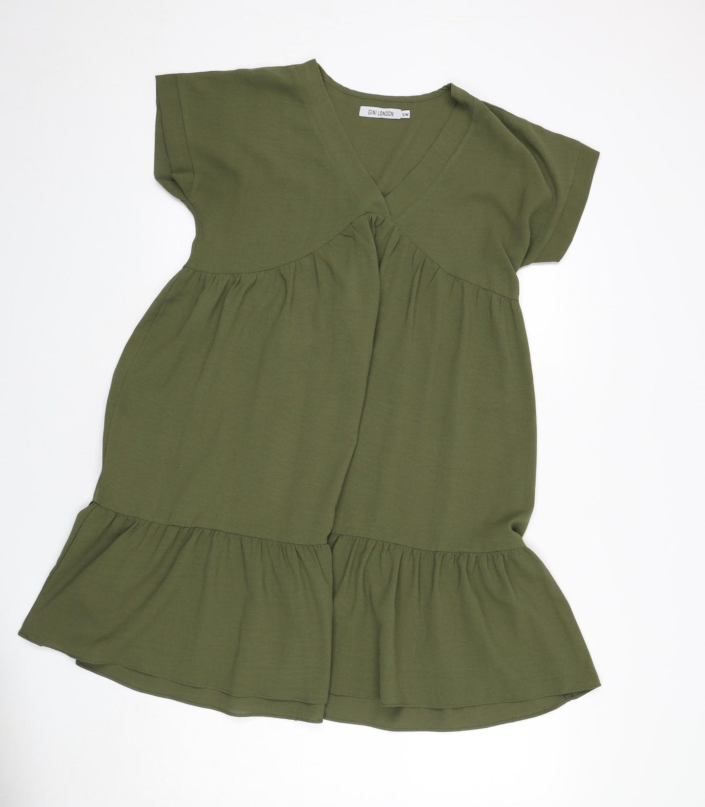 Gini London Womens Green Polyester A-Line Size S V-Neck Pullover - Size S/M