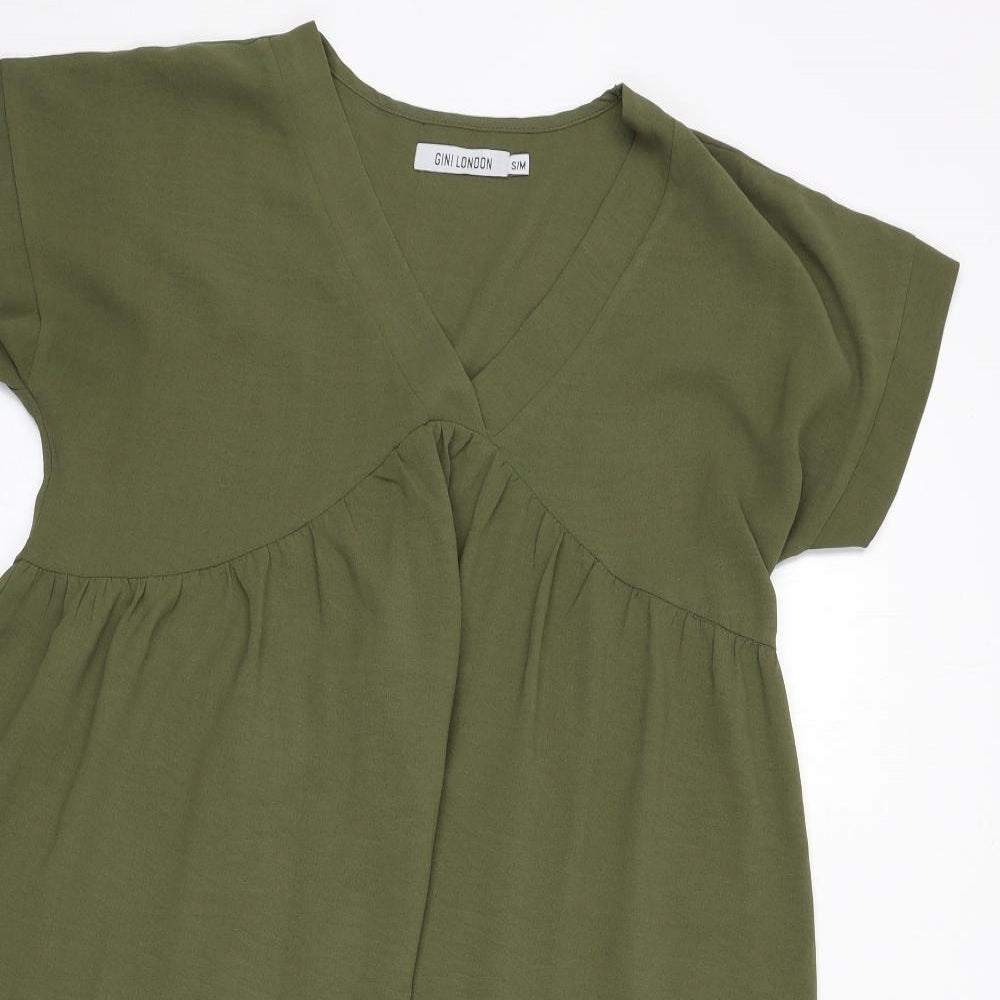 Gini London Womens Green Polyester A-Line Size S V-Neck Pullover - Size S/M