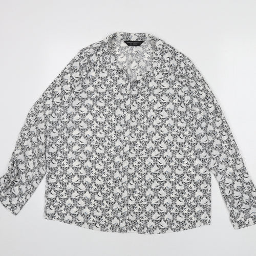 Dorothy Perkins Womens Multicoloured Floral Polyester Basic Button-Up Size 12 Collared - Birds
