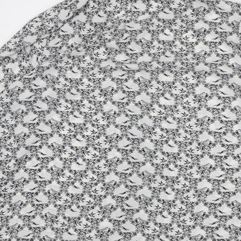 Dorothy Perkins Womens Multicoloured Floral Polyester Basic Button-Up Size 12 Collared - Birds