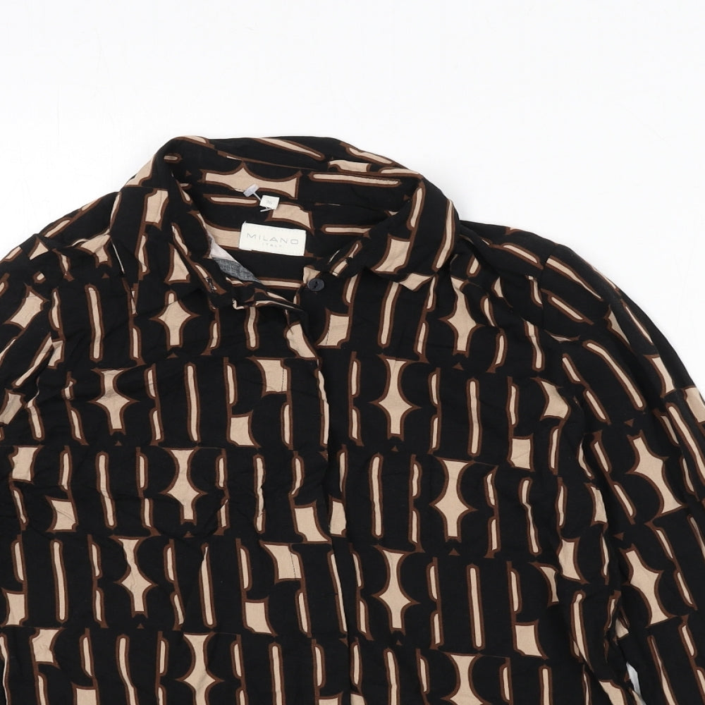 Milano Womens Multicoloured Geometric Viscose Basic Button-Up Size 8 Collared