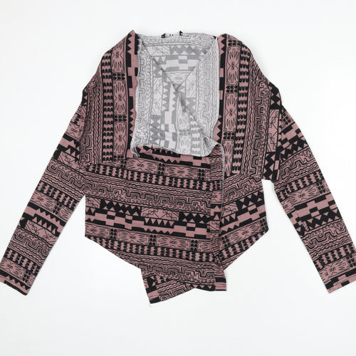 Miso Womens Pink V-Neck Geometric Polyester Cape Jumper Size 12