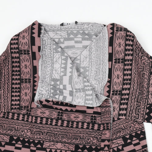 Miso Womens Pink V-Neck Geometric Polyester Cape Jumper Size 12