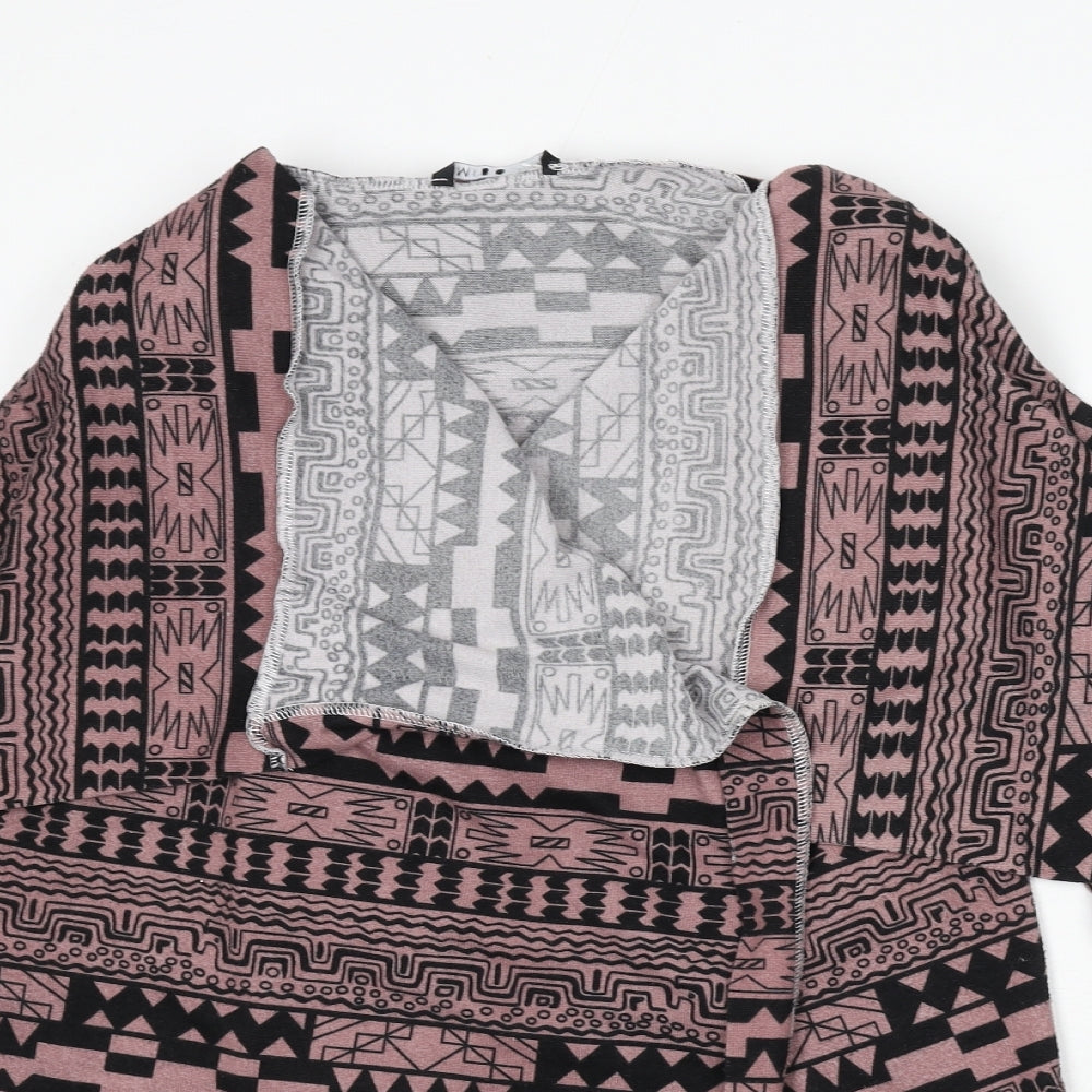 Miso Womens Pink V-Neck Geometric Polyester Cape Jumper Size 12