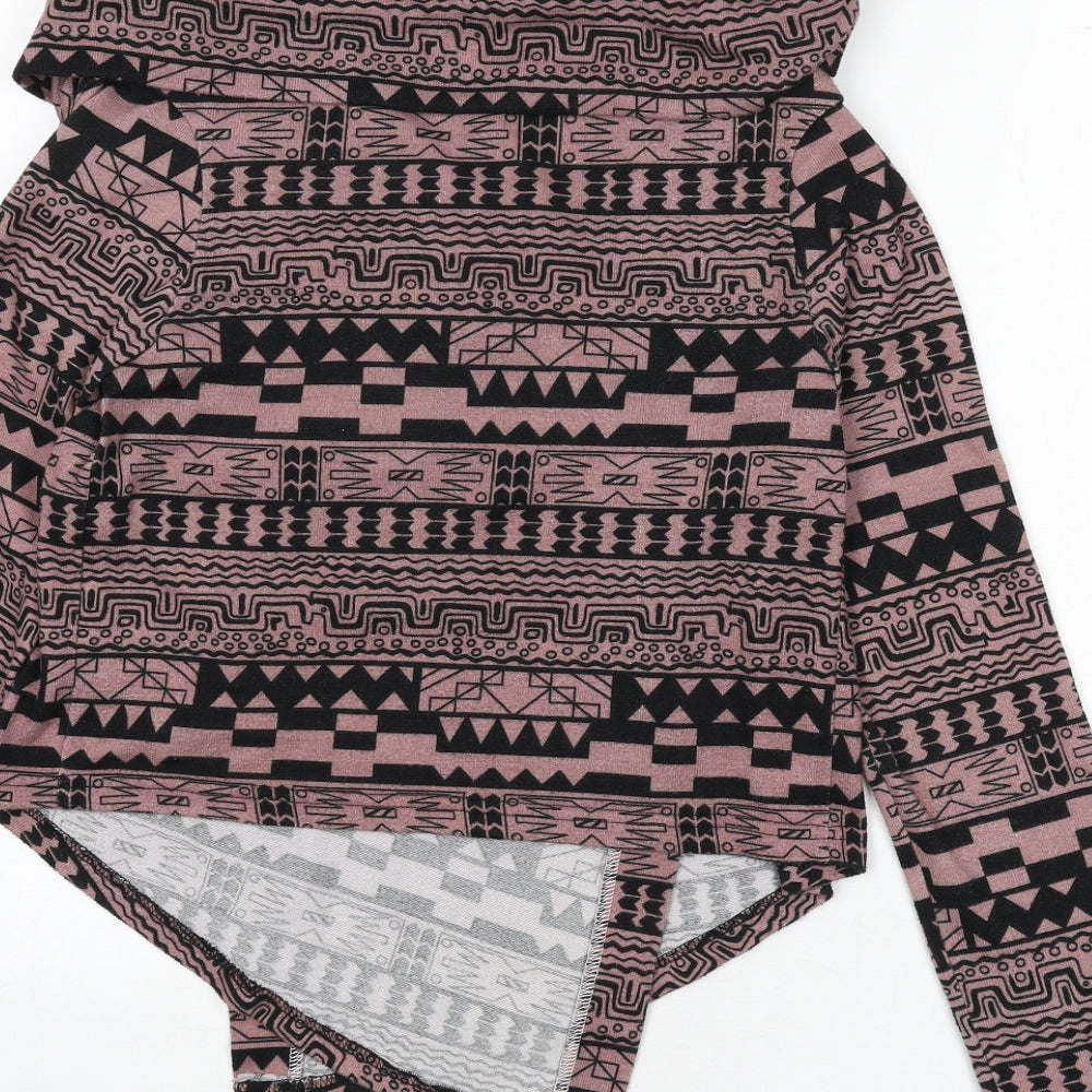 Miso Womens Pink V-Neck Geometric Polyester Cape Jumper Size 12