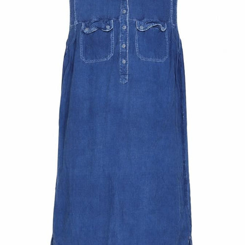 Brave Soul Womens Blue Viscose Tank Dress Size S Collared Button