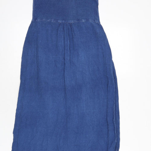Brave Soul Womens Blue Viscose Tank Dress Size S Collared Button