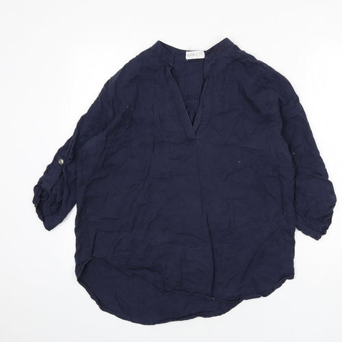 Apricot Womens Blue Polyester Basic Blouse Size 12 V-Neck