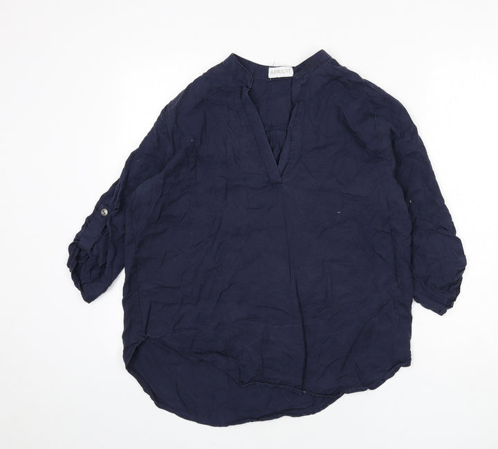 Apricot Womens Blue Polyester Basic Blouse Size 12 V-Neck
