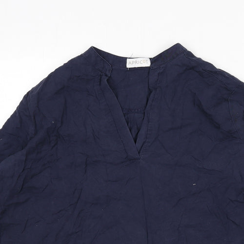 Apricot Womens Blue Polyester Basic Blouse Size 12 V-Neck