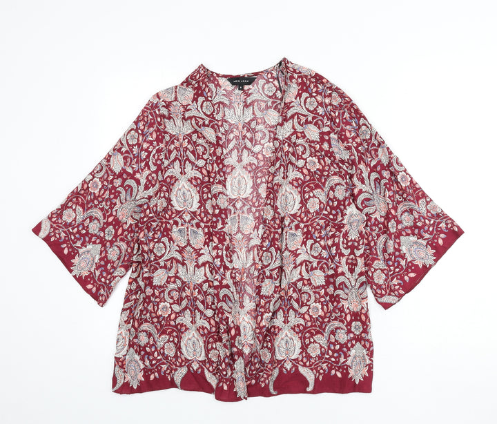 New Look Womens Multicoloured Geometric Viscose Basic Blouse Size 8 V-Neck