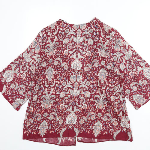 New Look Womens Multicoloured Geometric Viscose Basic Blouse Size 8 V-Neck