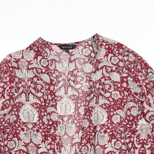 New Look Womens Multicoloured Geometric Viscose Basic Blouse Size 8 V-Neck