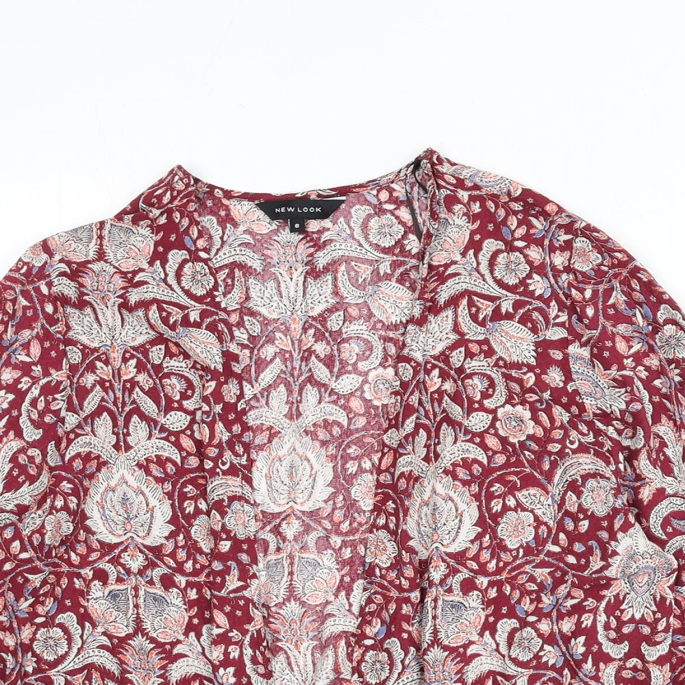 New Look Womens Multicoloured Geometric Viscose Basic Blouse Size 8 V-Neck