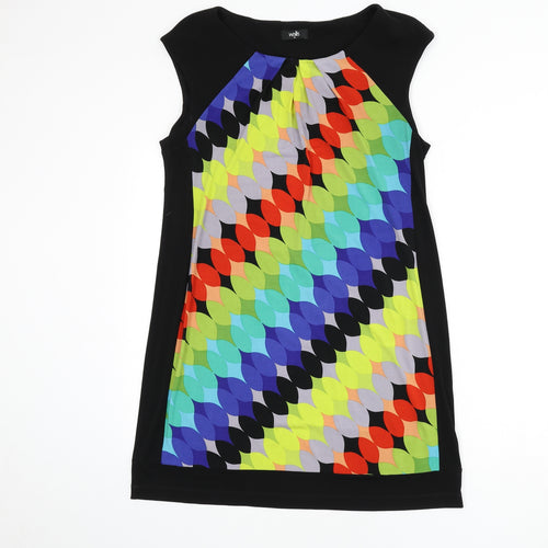 Wallis Womens Multicoloured Geometric Polyester A-Line Size M Boat Neck Pullover