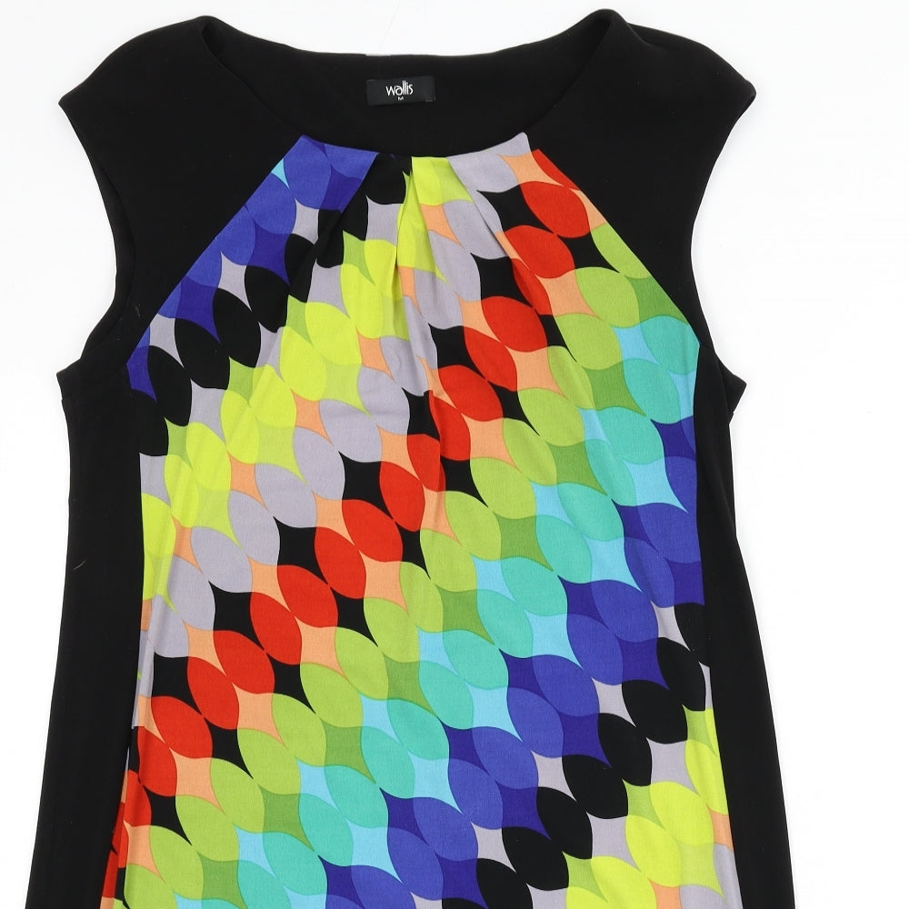 Wallis Womens Multicoloured Geometric Polyester A-Line Size M Boat Neck Pullover