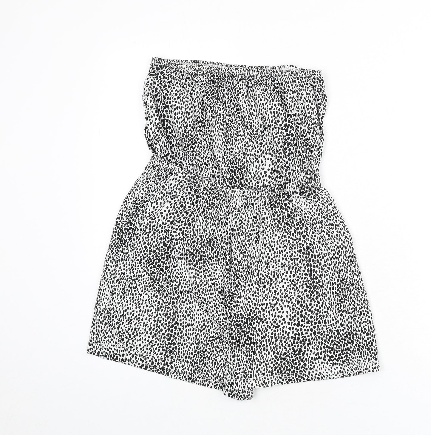 New Look Womens White Geometric Cotton Romper One-Piece Size S Pullover - Dalmatian Print