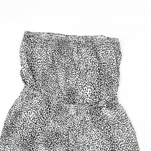 New Look Womens White Geometric Cotton Romper One-Piece Size S Pullover - Dalmatian Print