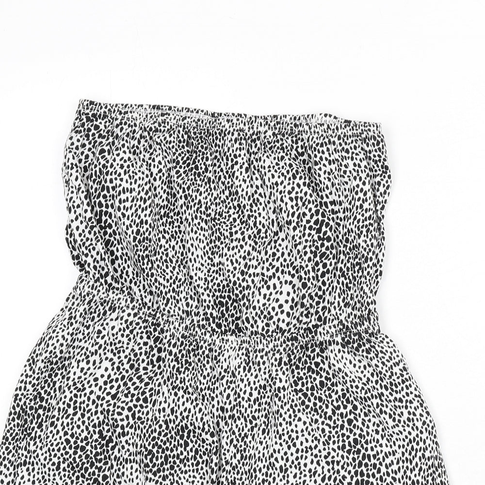 New Look Womens White Geometric Cotton Romper One-Piece Size S Pullover - Dalmatian Print