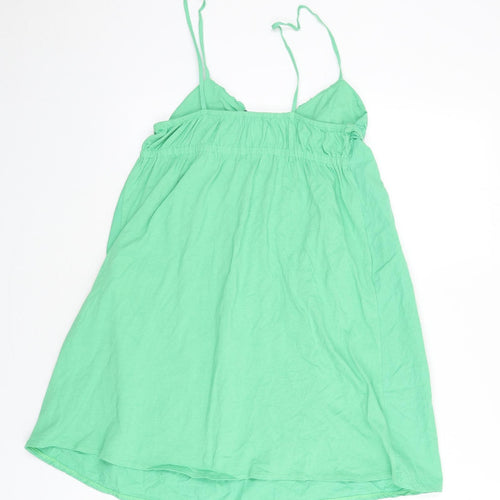 Zara Womens Green Polyester Mini Size M V-Neck Pullover
