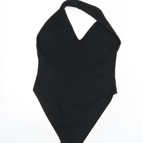 Nasty Gal Womens Black Polyester Bodysuit One-Piece Size 8 Snap - Ribbed