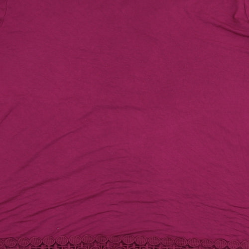 Yours Womens Purple Viscose A-Line Size 30 V-Neck Pullover - Lace Detail, Size 30-32