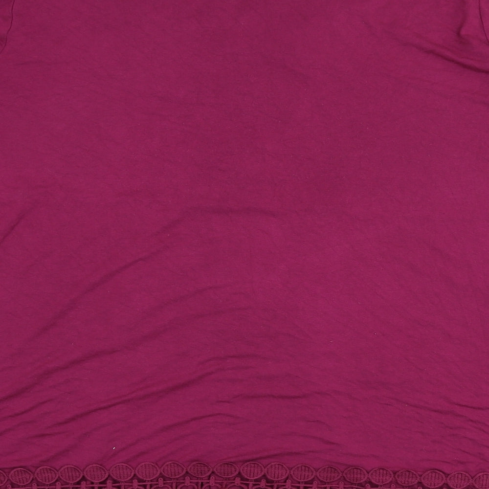 Yours Womens Purple Viscose A-Line Size 30 V-Neck Pullover - Lace Detail, Size 30-32